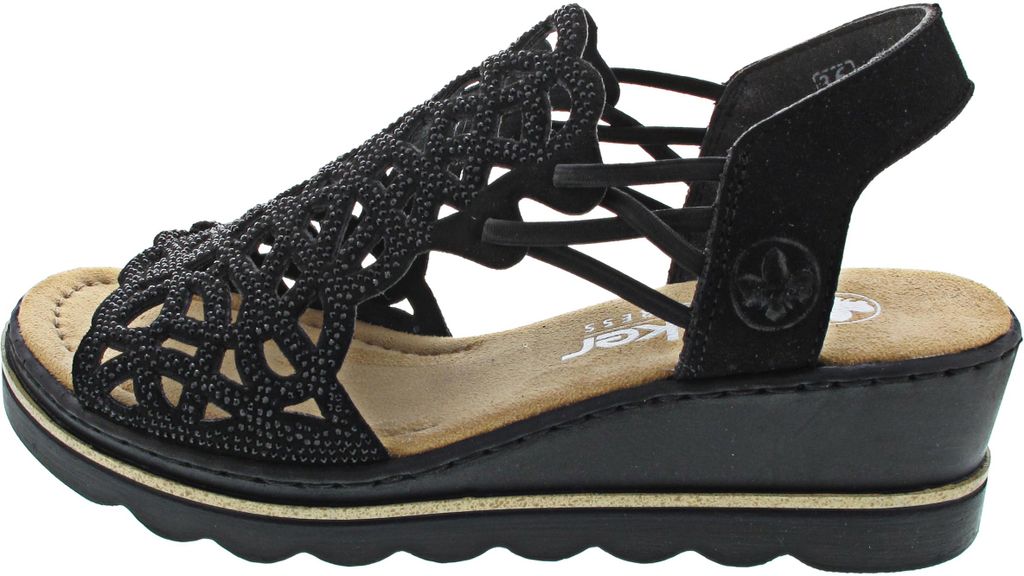 Rieker Damen Sandalette Hochfront mit Strass und Cut-Outs Produktbild 