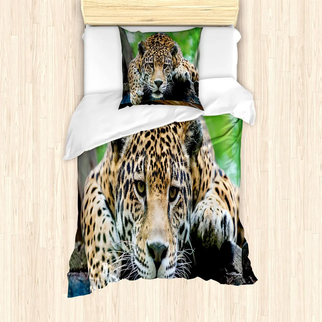 Housse de couette motif Jaguar sauvage en microfibre douce 135x200 cm
