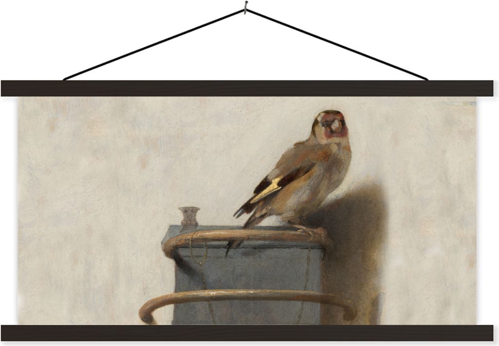 MuchoWow Textilposter Stieglitz - Alter Meister - Carel Fabritius 120x60 cm mit schwarzem Rahmen - Dekoration Schlafzimmer