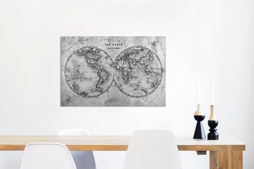 MuchoWow Wanddekoration Metall Metallbild Wandkunst 90x60 cm Weltkarte - Vintage - Papyrus - Kinder - Junge - Mädchen MuchoWow Aluminium Gemälde ...