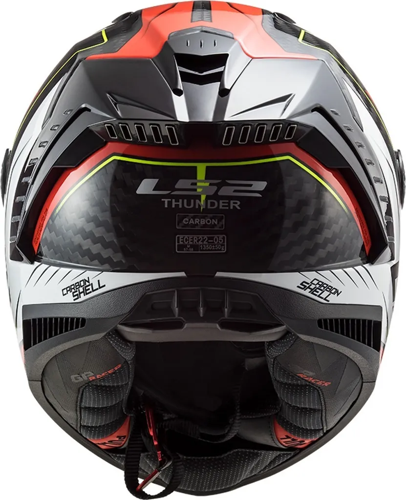 Casque LS2 FF805 Thunder Carbon Anti Fatigue Cervicale Blanc Rouge S