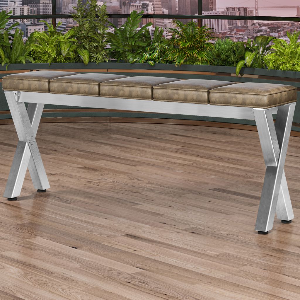 JUANA | Sitzbank B:H 200 x 81cm | 8mm | Edelstahl/ Taupe | Gastrobank, Bistrobank, Sitzbank, Kufen