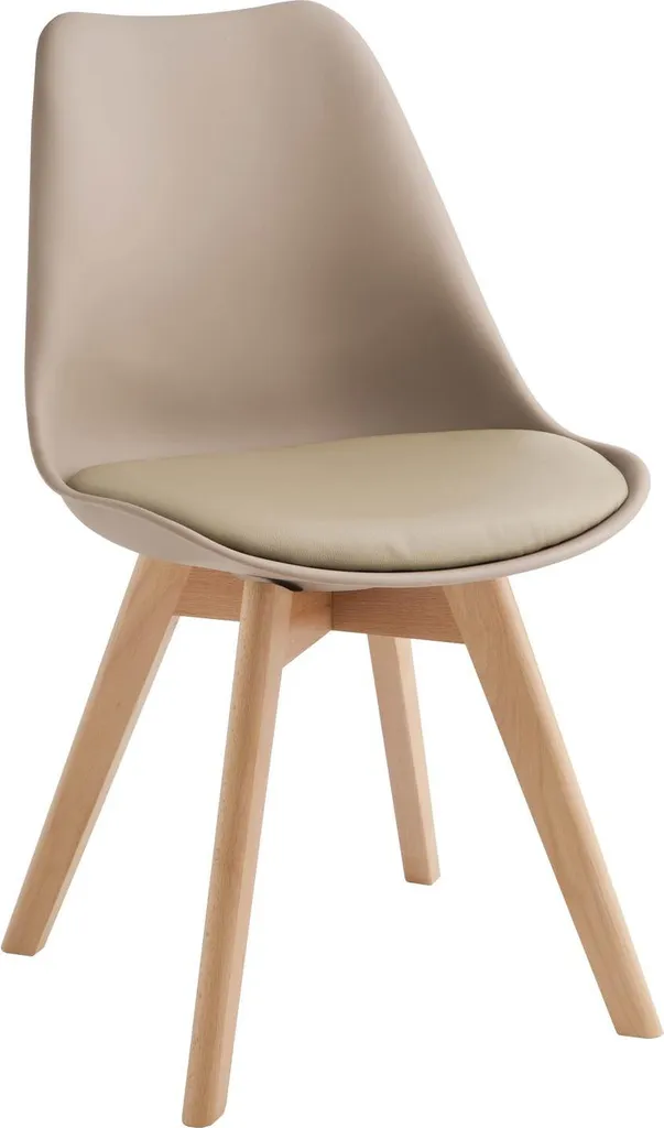 Chaise design beige Carlotta avec assise éco-cuir confortable x4