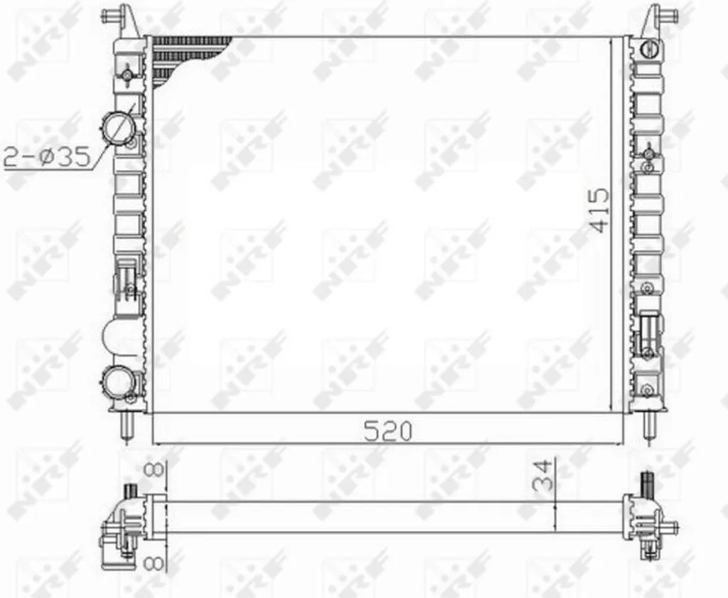 Radiateur moteur NRF 58656 pour Palio et Strada - OE 46827249 d'origine