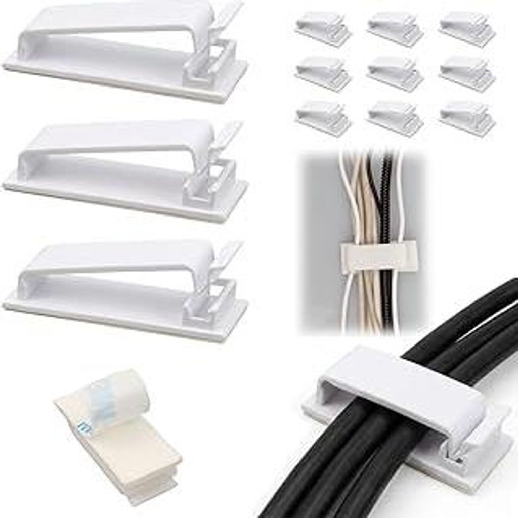 Kabelhalter 60 Stück, 40 Große Kabelmanagement + 20 Kleine Kabel Organizer, Kabelclips für Cable Management, Kabelhalter Selbstklebend mit 3M Kl...