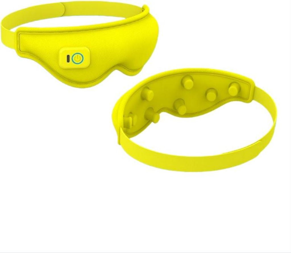 INF Gelbes Augenmassagegerät mit Vibration, Bluetooth Musik und Wärme, 3-teilig