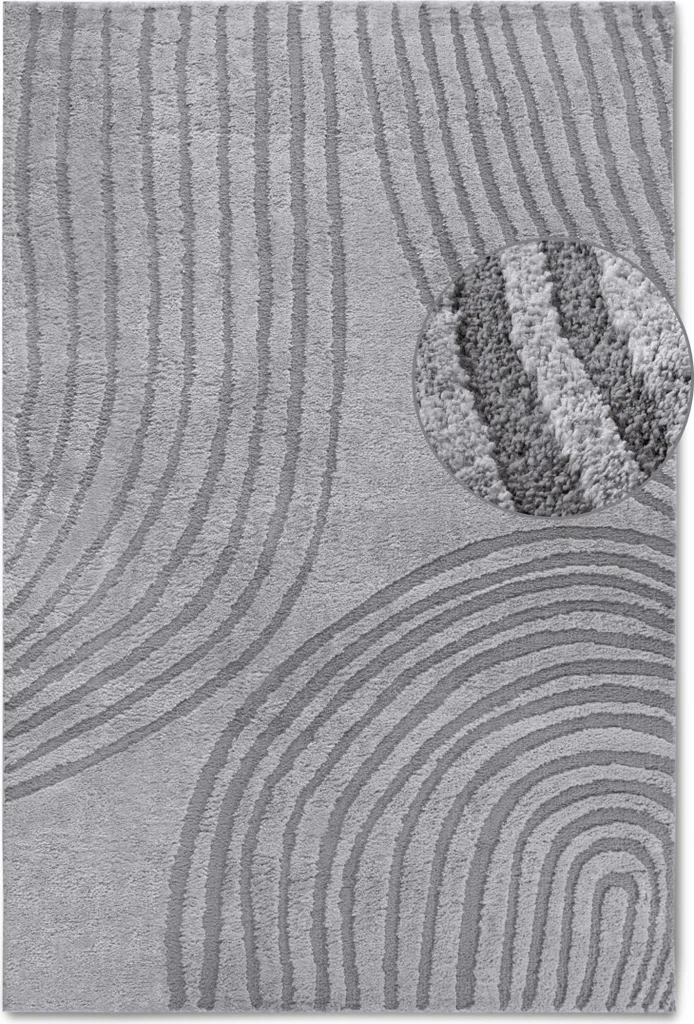 Tapis de Salon Poils longs Gris clair Elle Decoration Gallery Confort