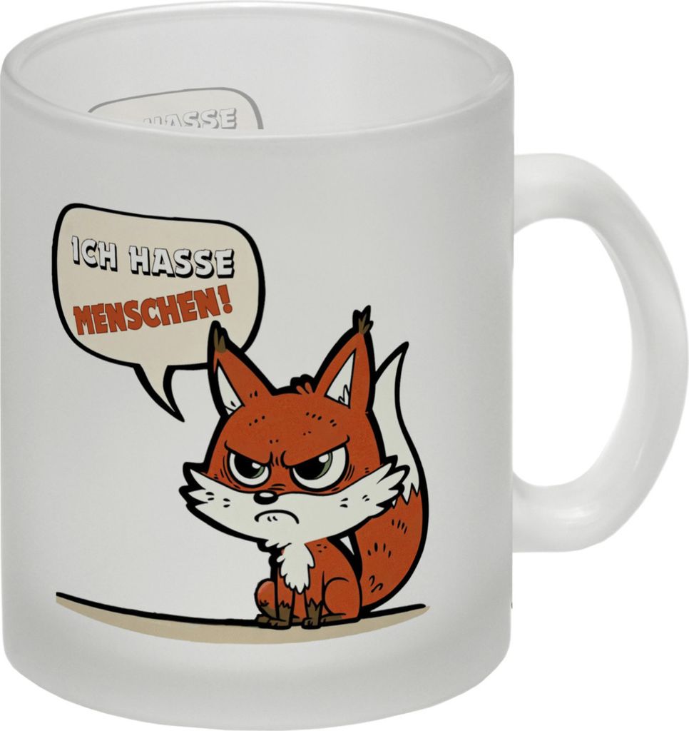 Ich hasse Menschen Fuchstasse Glas Tasse