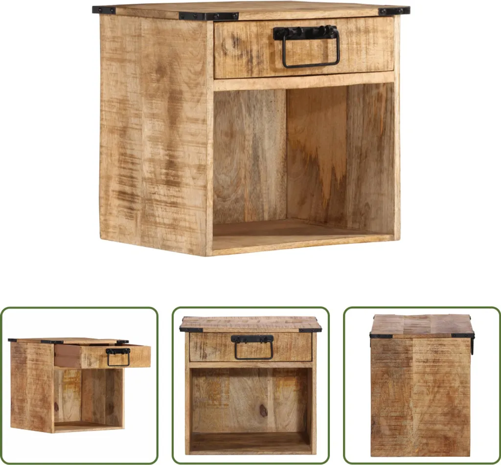 Table de chevet en bois de manguier massif pour chambre à coucher épurée