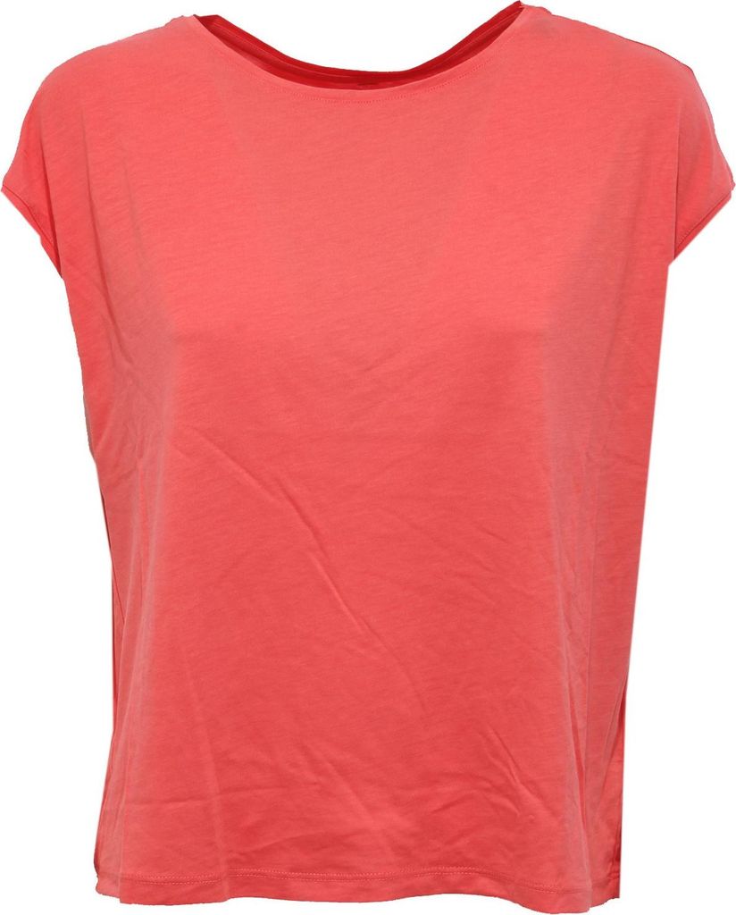 0960AB maglia donna WOOLRICH Übergröße rot Koralle Baumwolle T-Shirt Frau