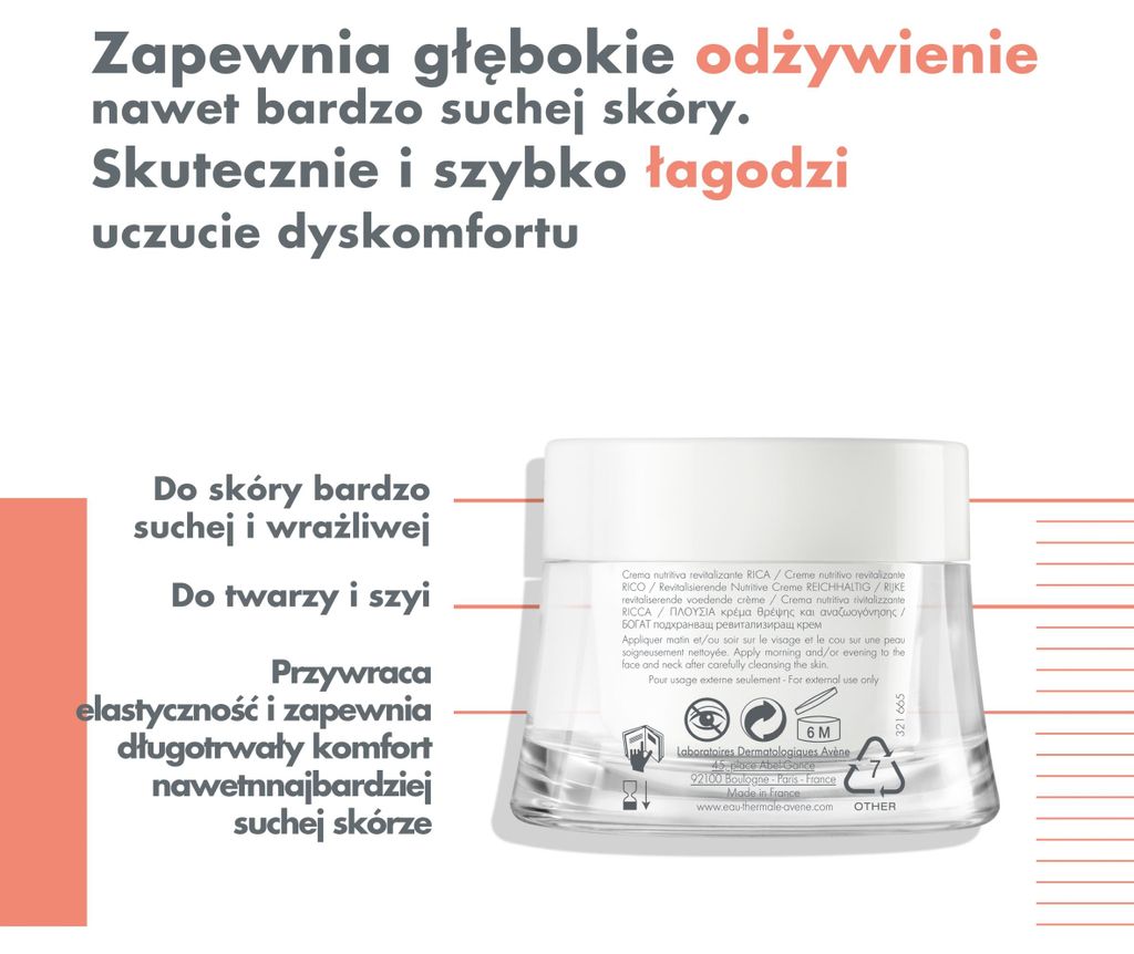 Avène Crema Nutritiva Rivitalizzante ricca, 50 ml Crema Immagine del prodotto 