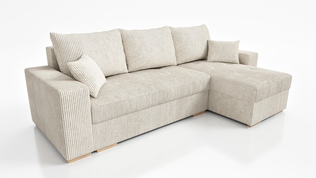 Corona-Ecksofa Schlafbett Leinenbehälter bewegliche Kopfstützen Poso 105 Iwmar Möbel