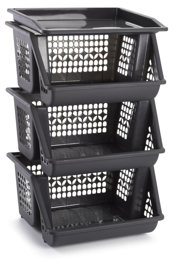 Plasticforte Aufbewahrungskiste - grau - 3 Facher - 62 cm Produktbild 