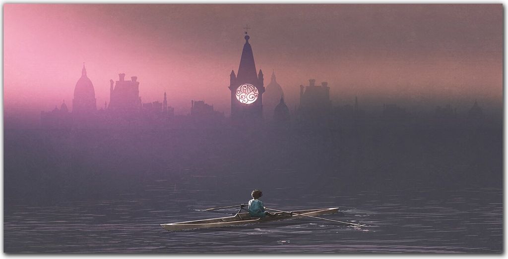 Coloray Bild aus Acryl 140 cm x 70 cm - Küche Wanddekoration Dekoration Wohnzimmer Gehärtetes Acryl Bild auf Acrylglas - Kinder Boot Stadtlandschaft