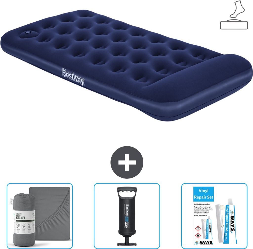Bestway Luftmatratze - 1 Person - 99 x 188 x 28 cm - Blau - Inklusive Zubehör