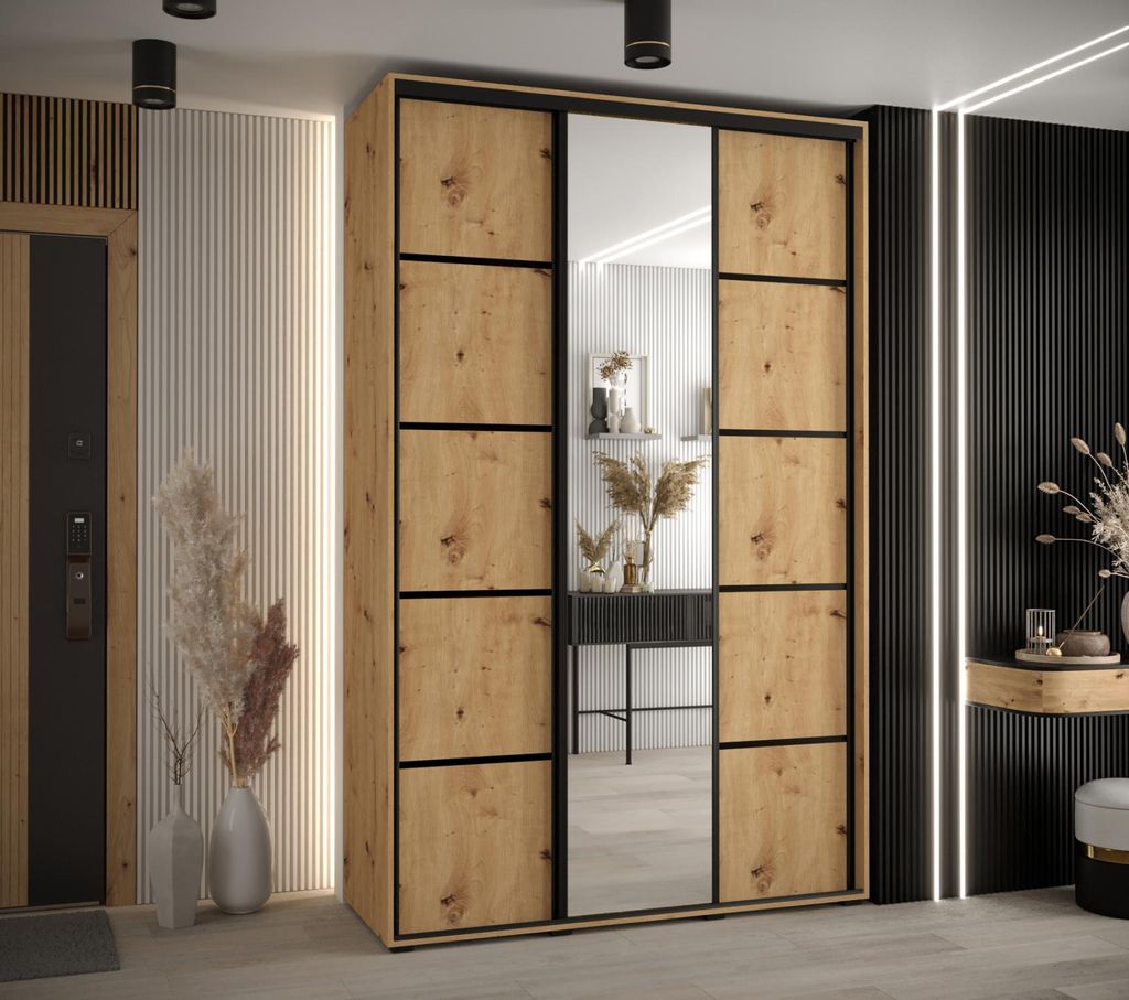 Kleiderschrank YVONA 5 - 150/45 cm, Eiche handwerklich / schwarz