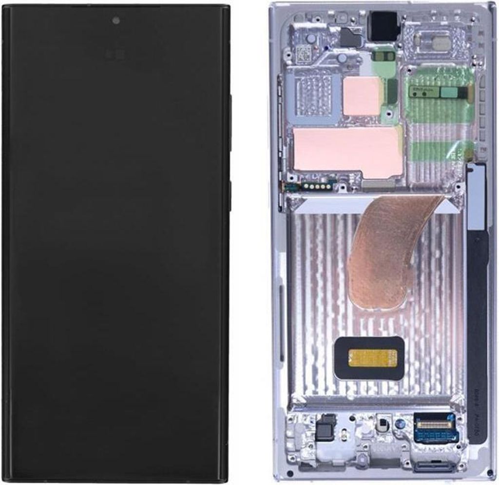 Original Super AMOLED Display Touchscreen Bildschirm & Rahmen Sky Blau / Lime für Samsung Galaxy S23 Ultra S918B