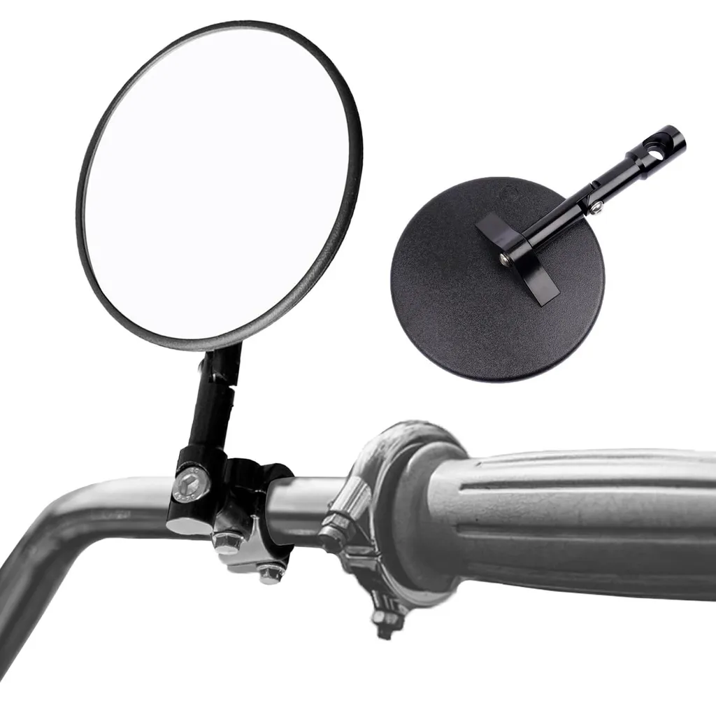 Paire de Rétroviseurs Guidon Moto Ronds Homologués E24 Kit Montage Noir