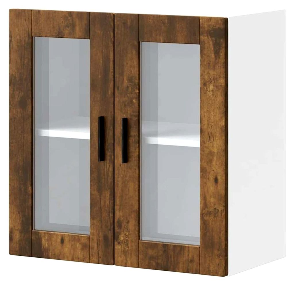 Tomostar Küchenoberschrank, Hängeschrank, Küche, Wandschrank mit Glastür Portweiche, Raucheiche, 60 x 31 x 60 cm