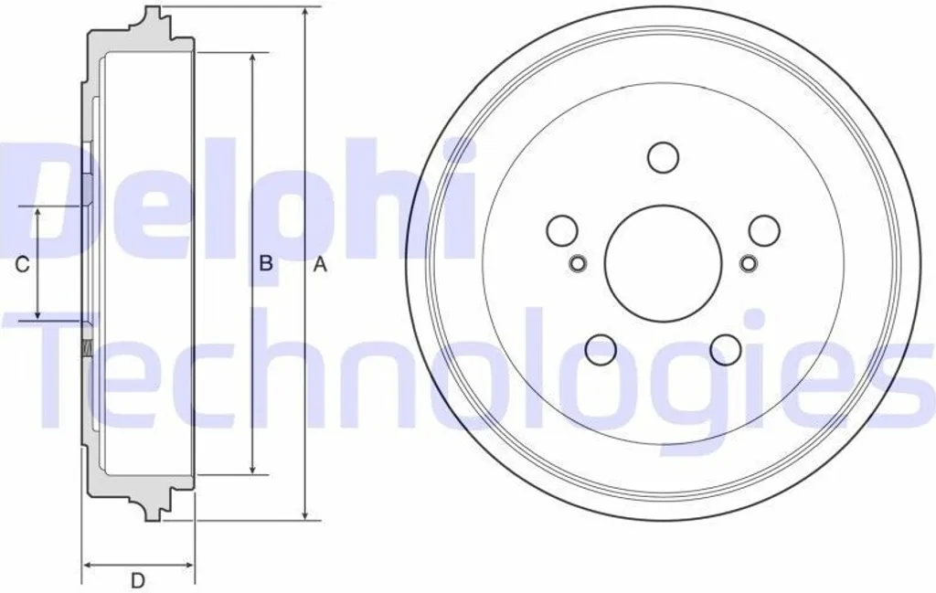 Tambour de Frein Arrière DELPHI BF615 pour Toyota Prius NHW20 200mm