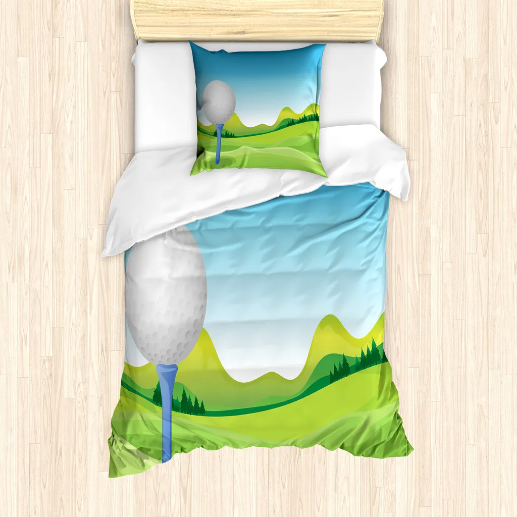 Copripiumino Design Golf ABAKUHAUS | 135x200 Azzurro e Verde