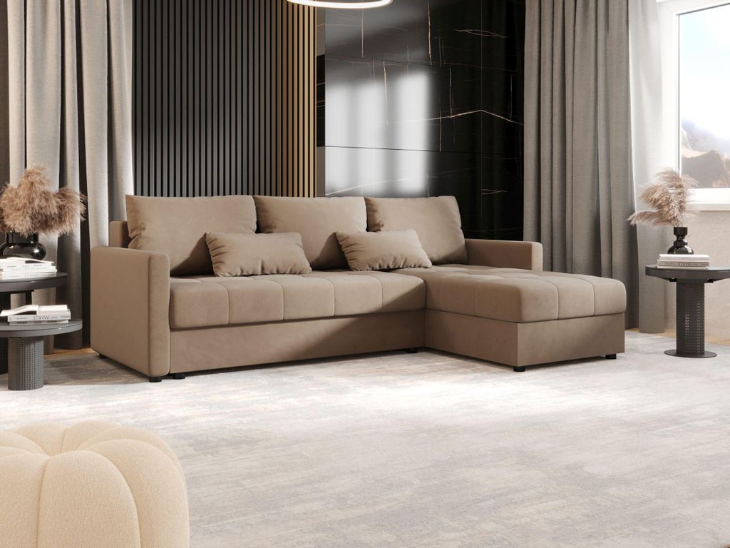 BEDANTE Ecksofa MOS L BIS Itaka 48 Braun Rechts mit Schlaffunktion L-Form Sofa mit Stauraum Bettkasten Wohnzimmersofa Couch Sofa Bettsofa Bettkaste...