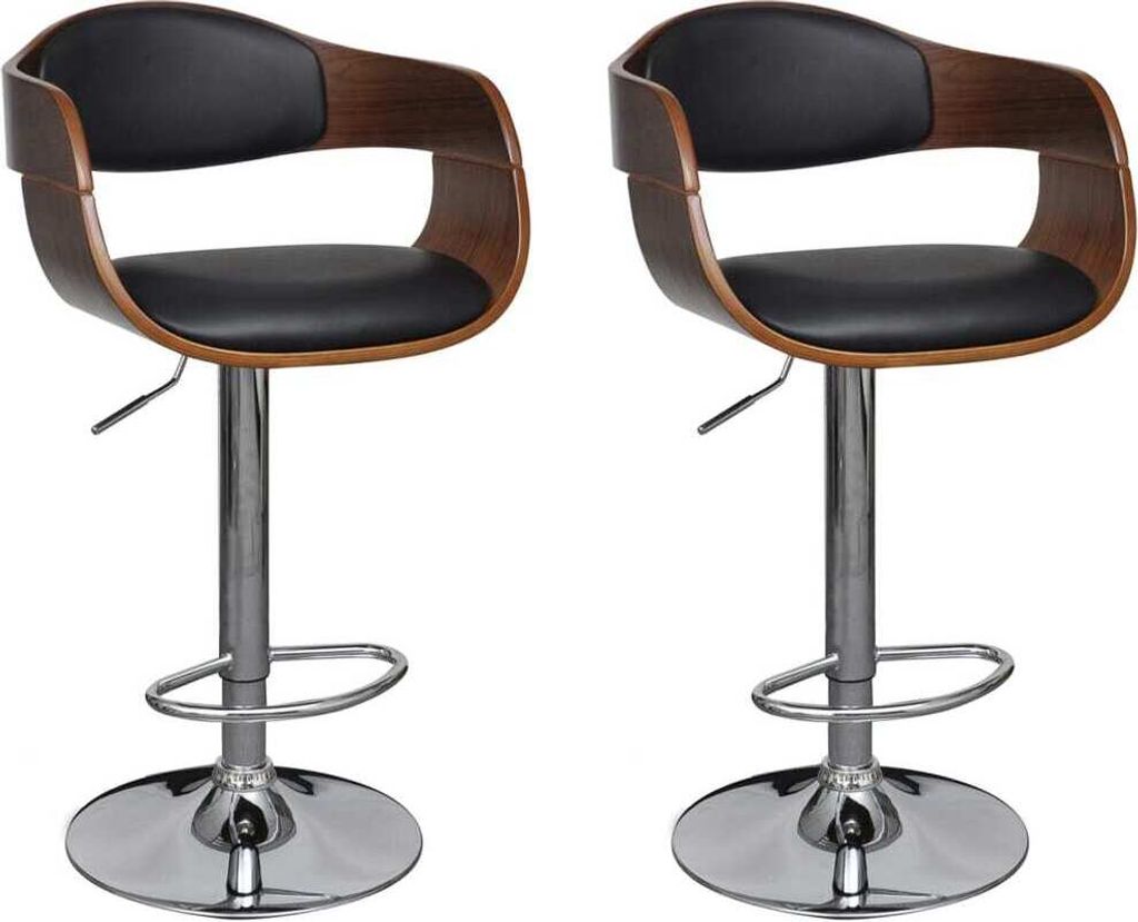 Barhocker 2 Stk. Schwarz Bugholz und Kunstleder