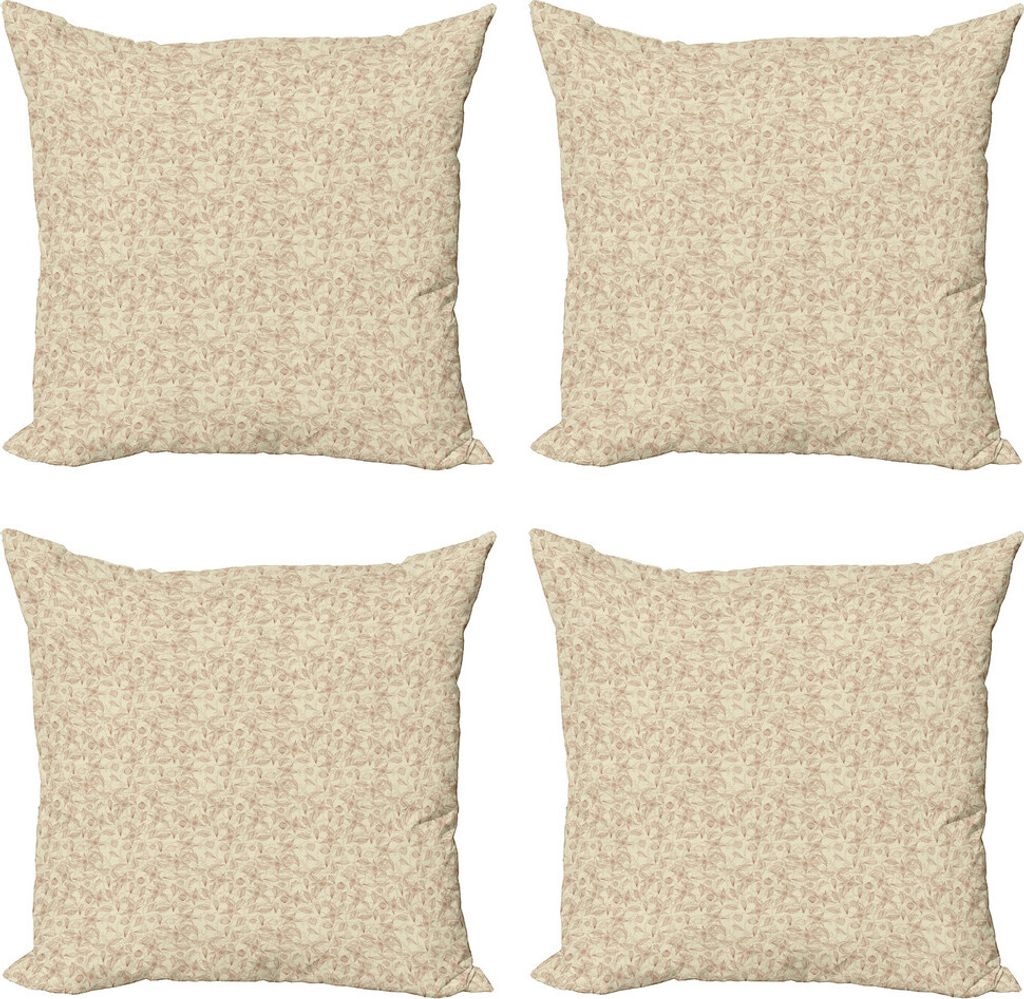 ABAKUHAUS Beige Kissenbezug Set (4 Stück), Retro Art Nouveau, Moderner Doppelseitiger Digitaldruck, 45 cm x 45 cm, beige Redwood
