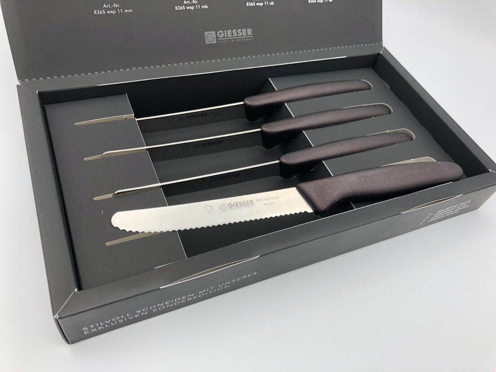 Giesser Messer 4er Set Geschenkbox Tomatenmesser Brötchenmesser Allzweckmesser 11 cm - majestic mute