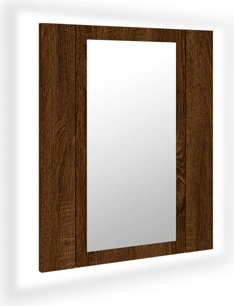 Mobiletto Specchio Bagno LED 40x12x45 cm | Rovere Marrone Accogliente