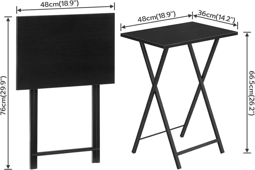 Table d'appoint HOOBRO pour ordinateur pliable style industriel noir - 3