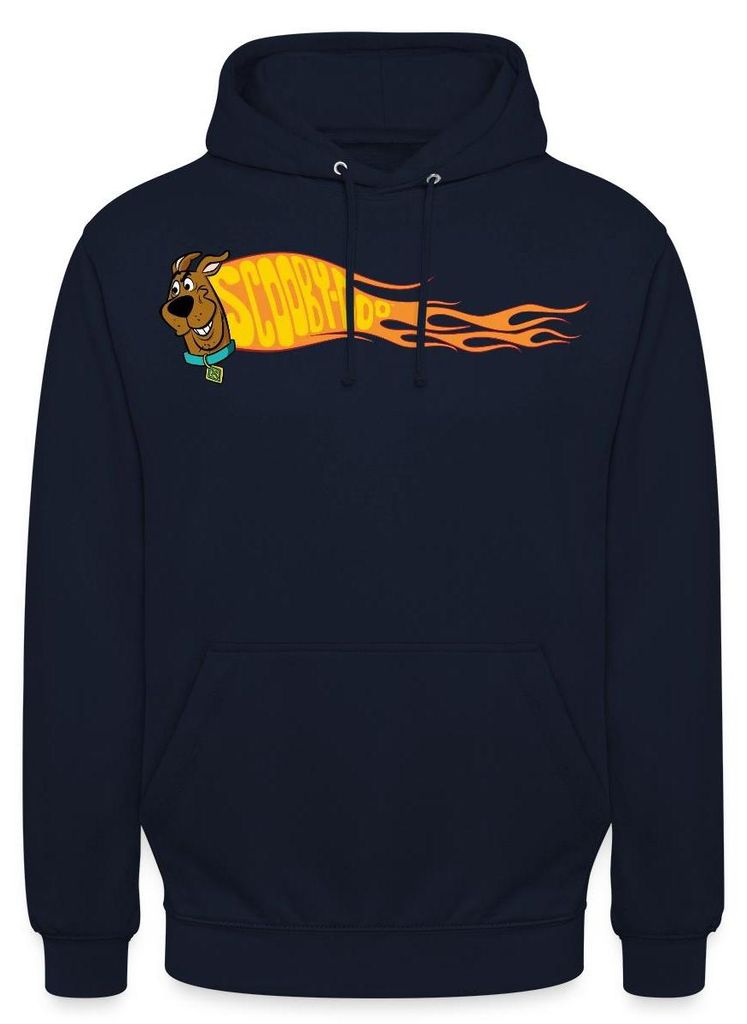 Spreadshirt Scooby-Doo Mit Flamme Und Aufschrift Uni Hoodie, 4XL, Navy