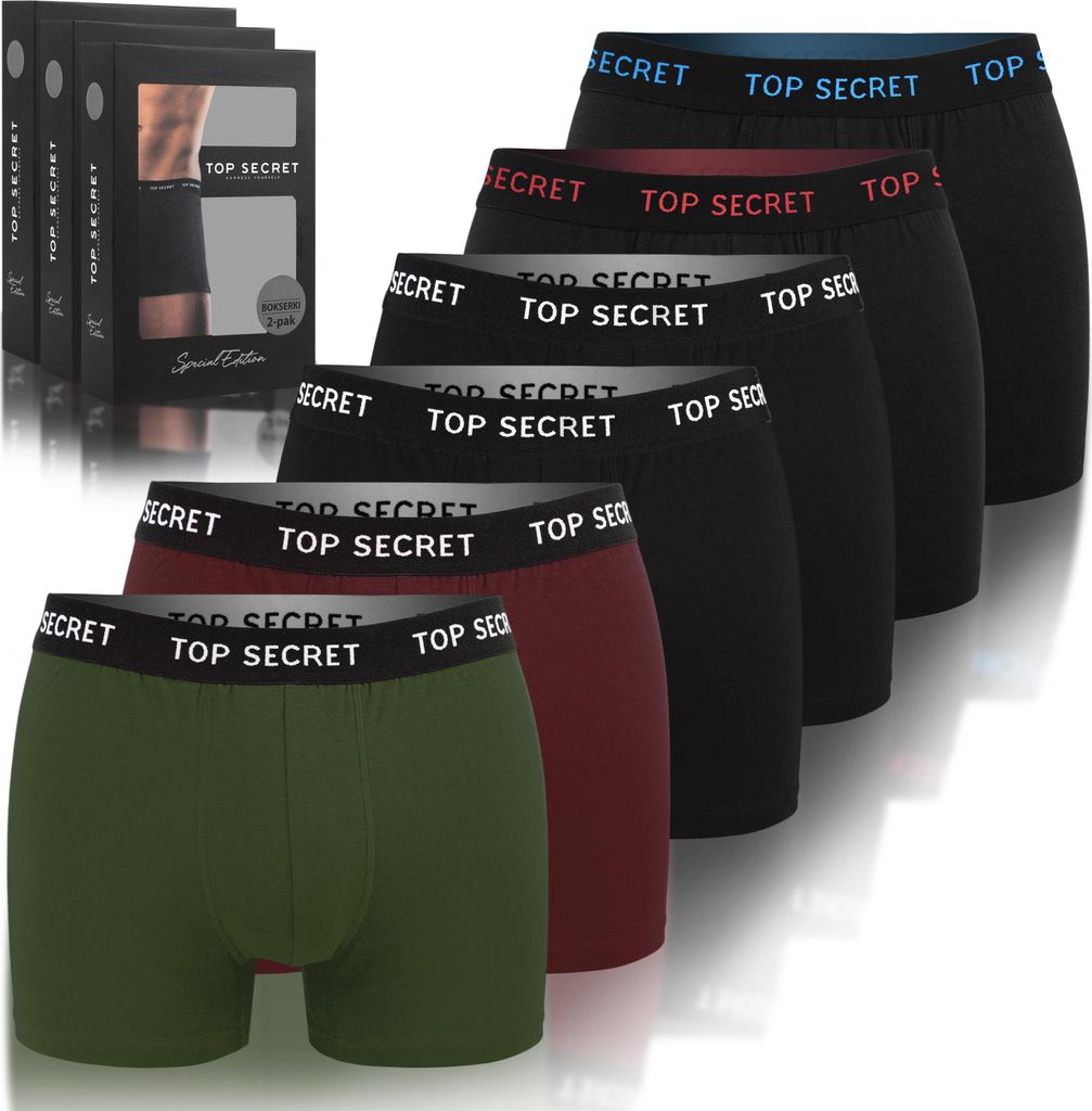 TOP SECRET Boxershorts Herren 6er Pack M Baumwoll Passform Atmungsaktiv Unterwäsche Unterhosen Männer Men Retroshorts