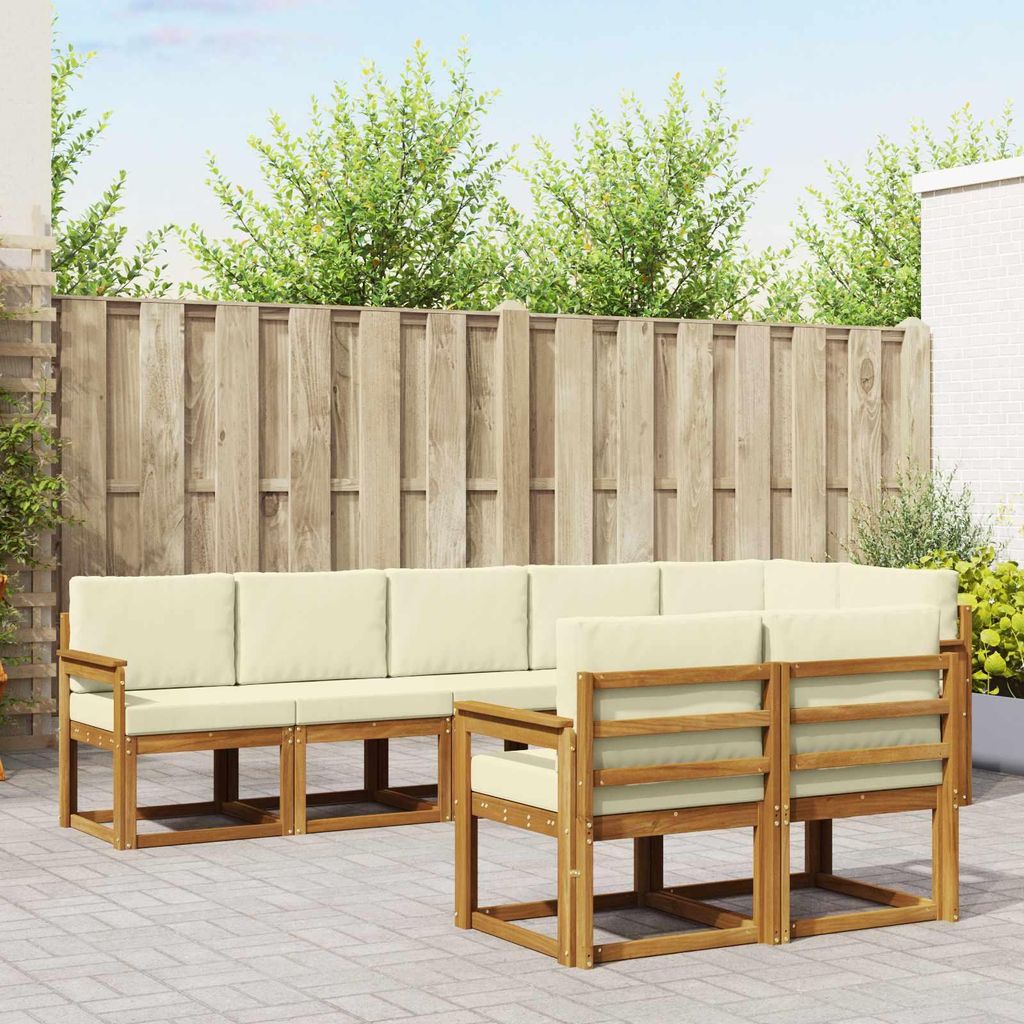 Outdoor-Sofagarnitur - VIDAXL - Terrassen-Sofa - mit Kissen - 8 pcs - Natur und Creme