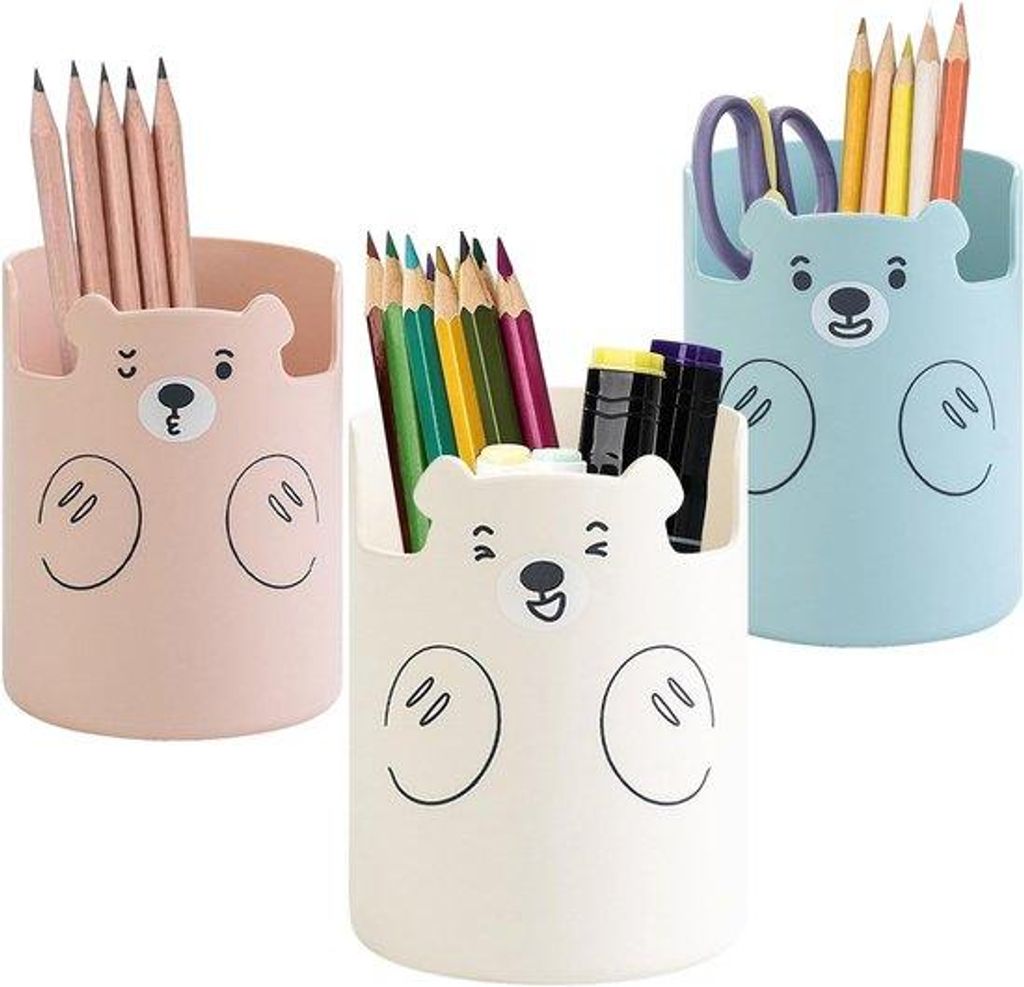 3er-Multifunktionsstift-Halter, Stift-Halter, Schreibtisch-Stift-Halter für Kosmetik-Schminktäschchen, Büro, Zuhause, Schule (rosa, weiß, blau)