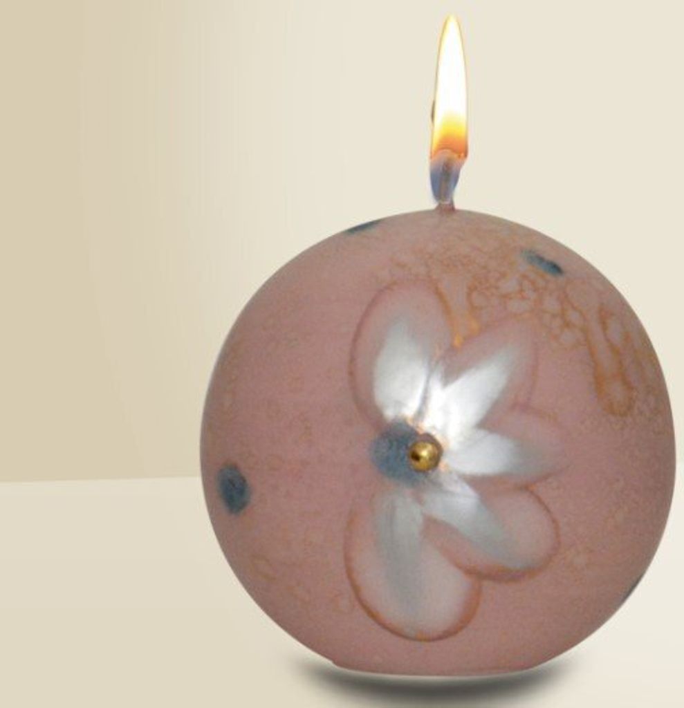 Kugelkerze "Magnolia" Rosenholz Ø 80 mm, Designkerze Ostern, Frühling und Sommer