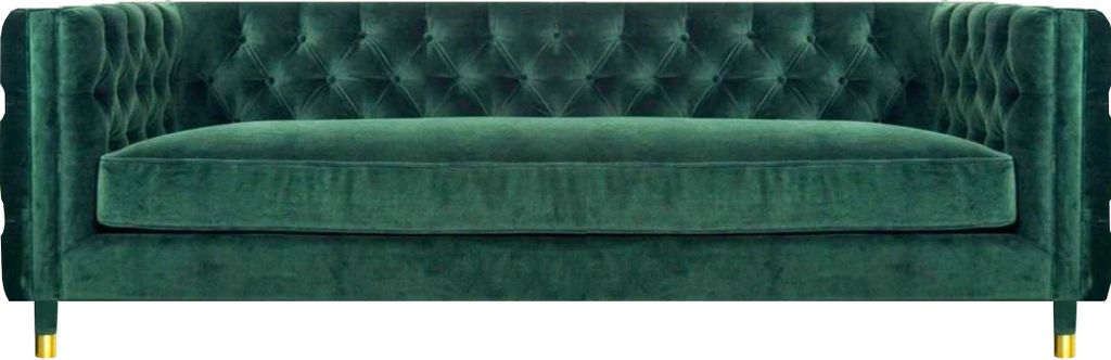 Design Möbel Sofa Couch Viersitzer Grün Polstermöbel Textil Chesterfield