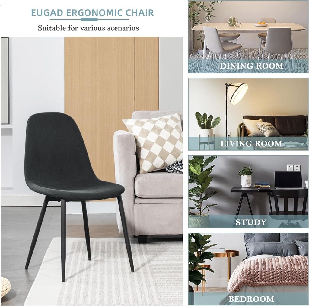 EUGAD 4×Esszimmerstühle mit Rückenlehne, Polsterstuhl Produktbild 8