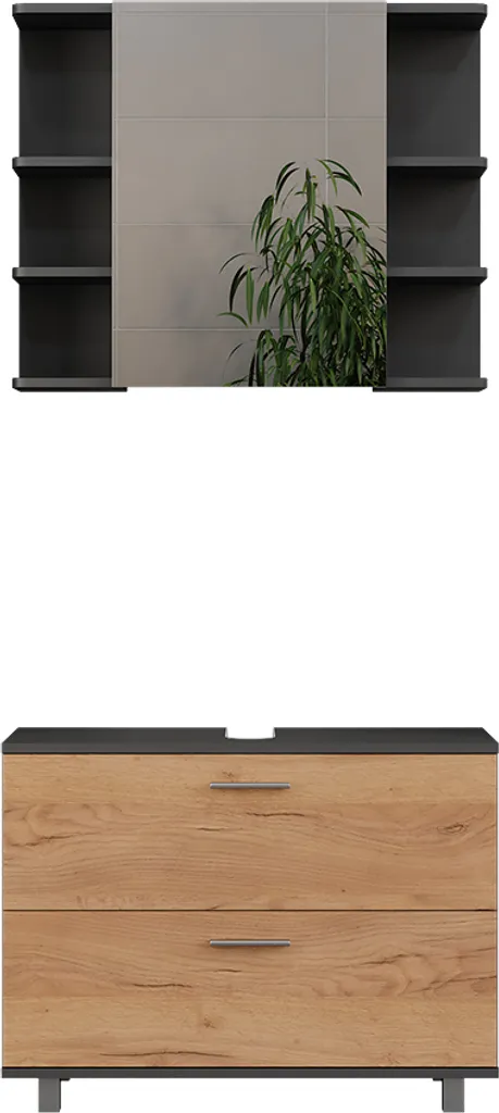 Meuble vasque 80 cm pour salle de bain Vicco Ilias Chêne et Anthracite