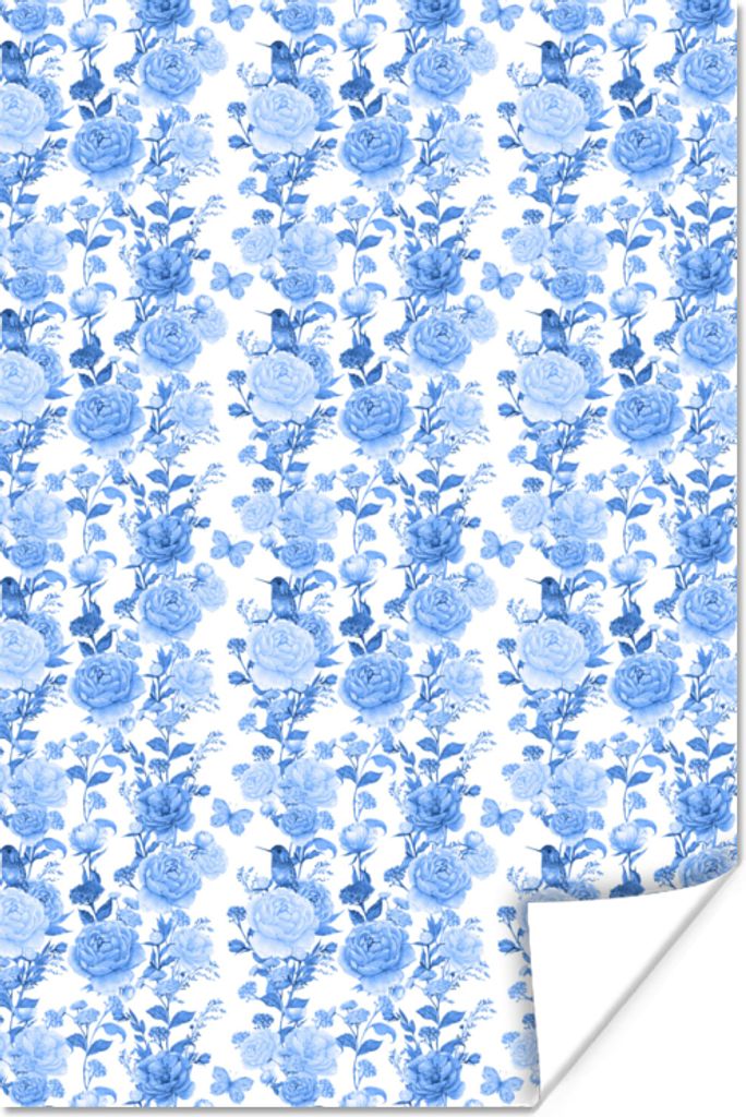MuchoWow Poster Blumen - Rosen - Blau 60x90 cm - Wanddekoration