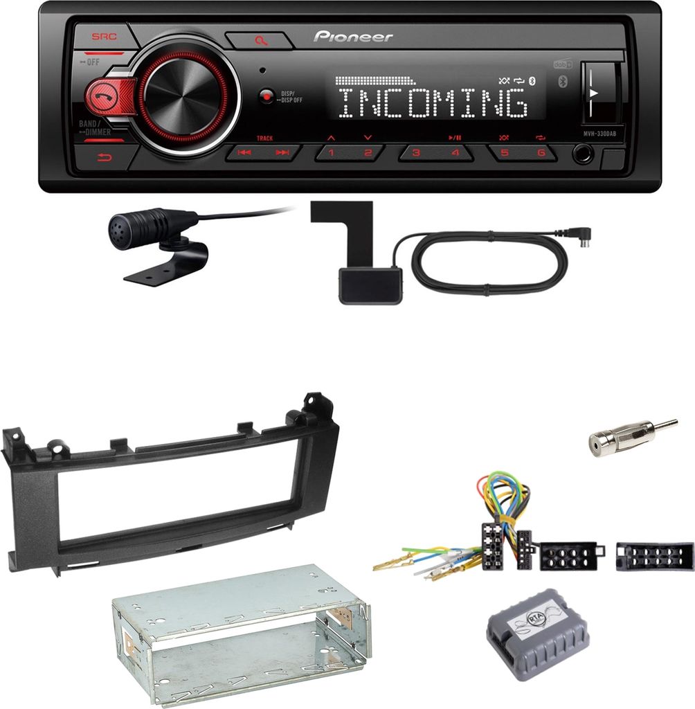 Pioneer MVH-330DAB Bluetooth DAB Einbauset für Mercedes A B Klasse W245 W169