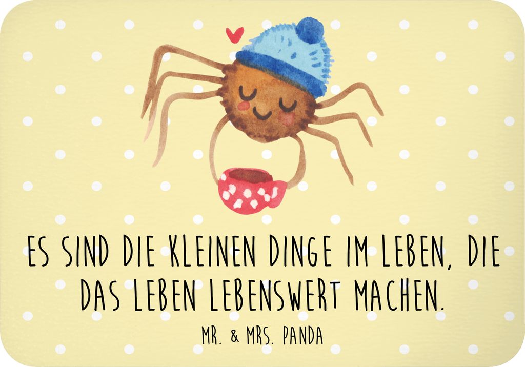 Mr. & Mrs. Panda magnet Spinne Agathe Kaffee - Gelb Pastell - Geschenk, Morgenmuffel, holzmagnet, Pinnwandmagnet, haftmagnet, whiteboardmagnet, Leb...