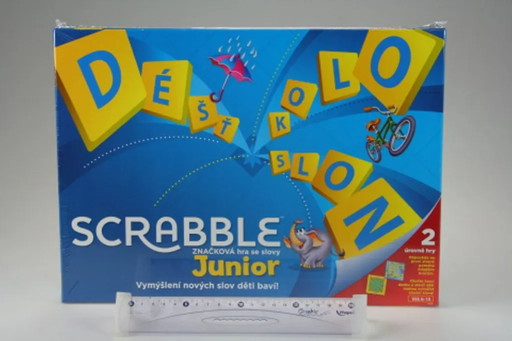 Scrabble Junior Mattel avec Plateau Recto-Verso et Jetons de Lettres Couleur