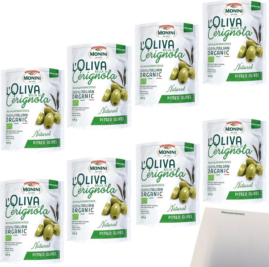 Monini Oliven Bella D'cerignola VPE (8x150g Beutel) + usy Block