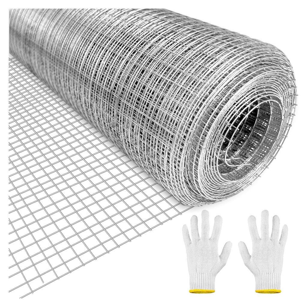 Feinmaschiges Drahtgitter, 40 cm x 5 m Wühlmausgitter für Hochbeete, verzinkte Maschendrahtrolle, Maschenweite 6 mm, Drahtgeflecht als Hasendraht...