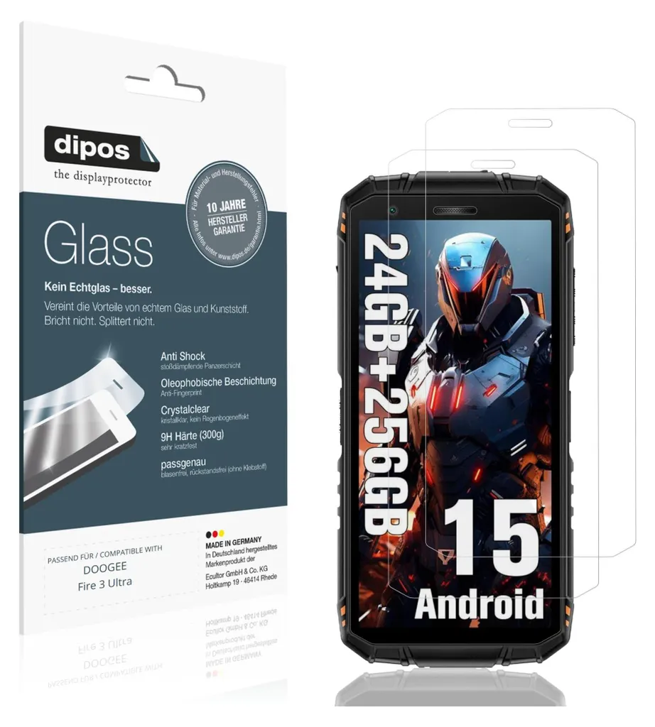 Dipos Pellicola Protettiva In Vetro Flessibile 9H Per Fire HD 10 Kids (2019) - Confezione Da 2, Anti-urto, Made In Germany