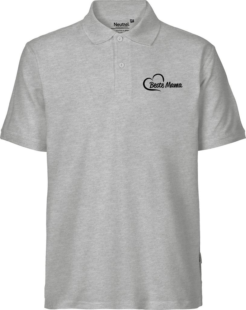 Huuraa Herren Polo Shirt Beste Mama Herz XXL Sport Grey Bio Baumwolle Fairtrade Poloshirt Geschenkidee