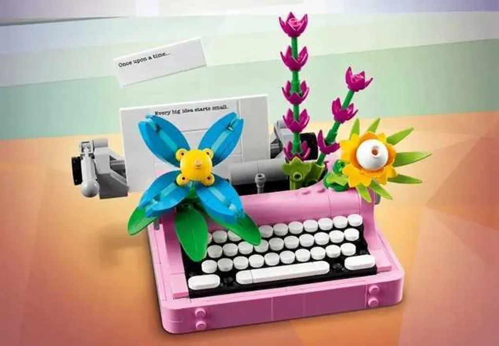Machine à écrire LEGO Creator 31169 avec fleurs, objet de collection rétro - 45