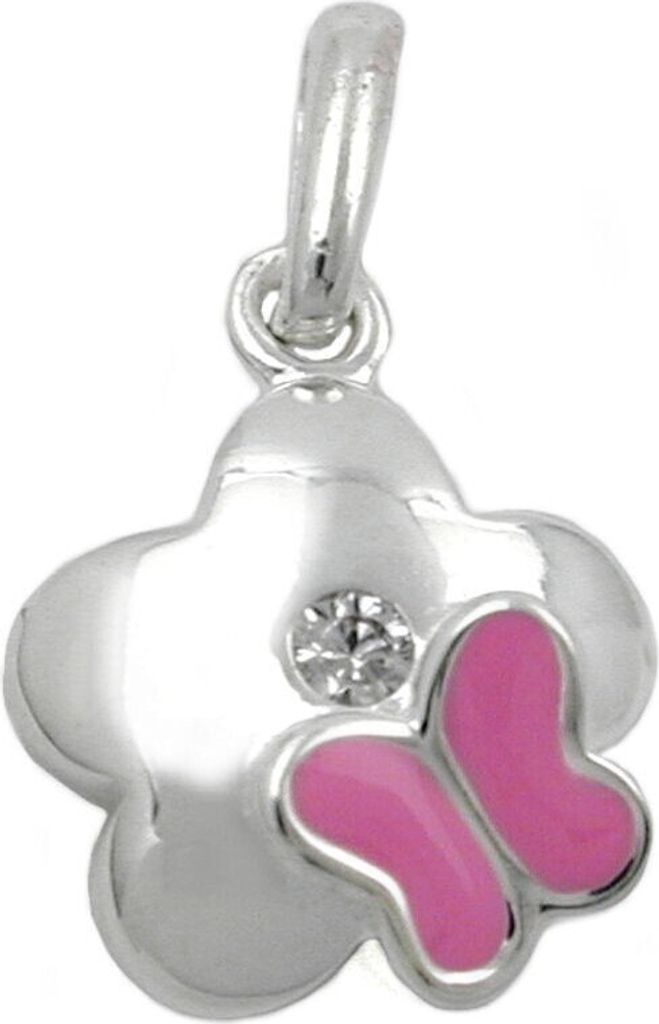 Anhänger Kettenanhänger Blume Schmetterling pink 925 Silber Kinderanhänger