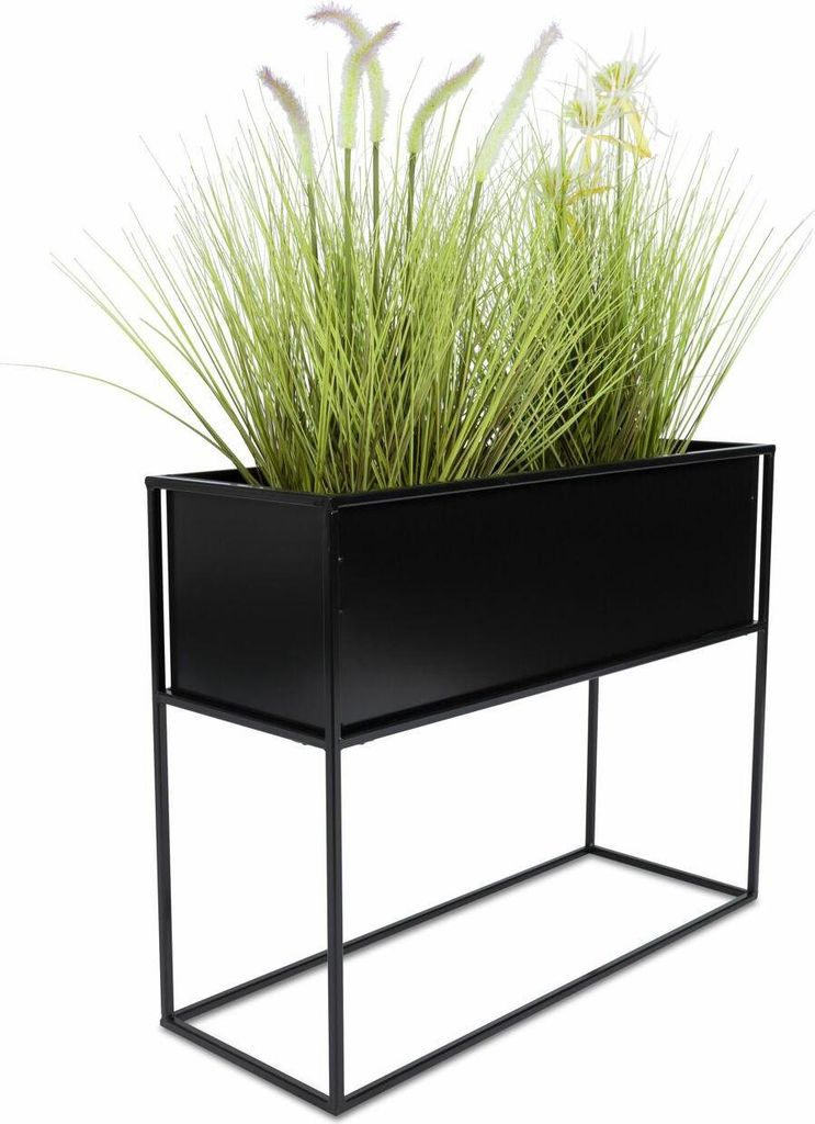 HowHomely | Blumenständer - 50 cm - Schwarz - Stehender Produktbild 